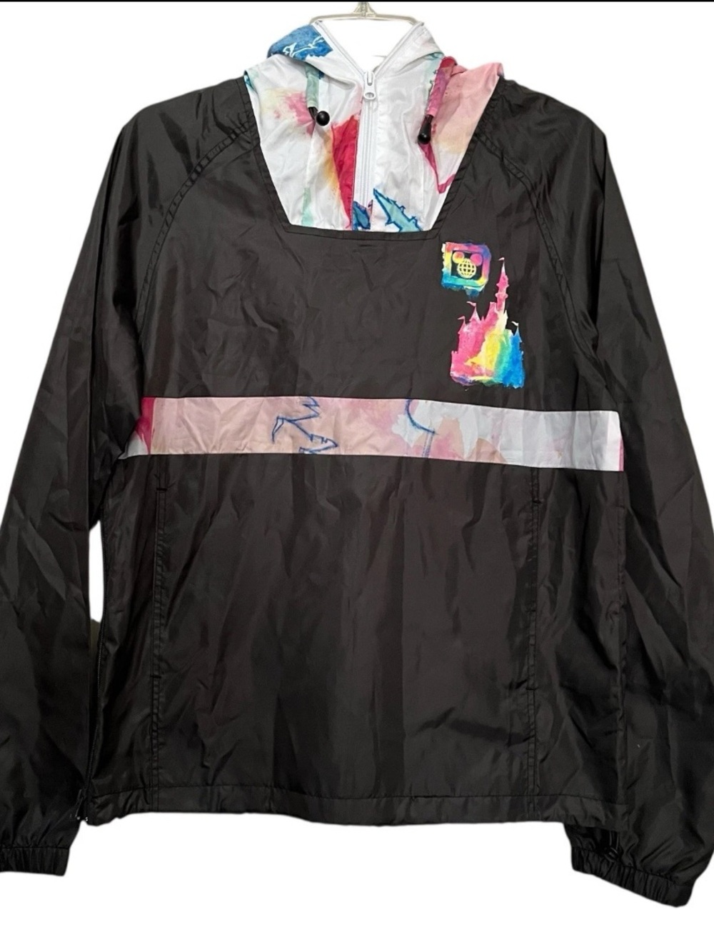 Walt Disney World XS Windbreaker Jacket Unisex Tie Dye Watercolor Hoodie B11